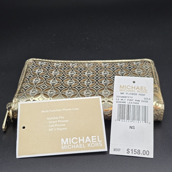 Michael Kors Metallic Gold Lacy Flower Leather Wallet - Picture 5 of 10